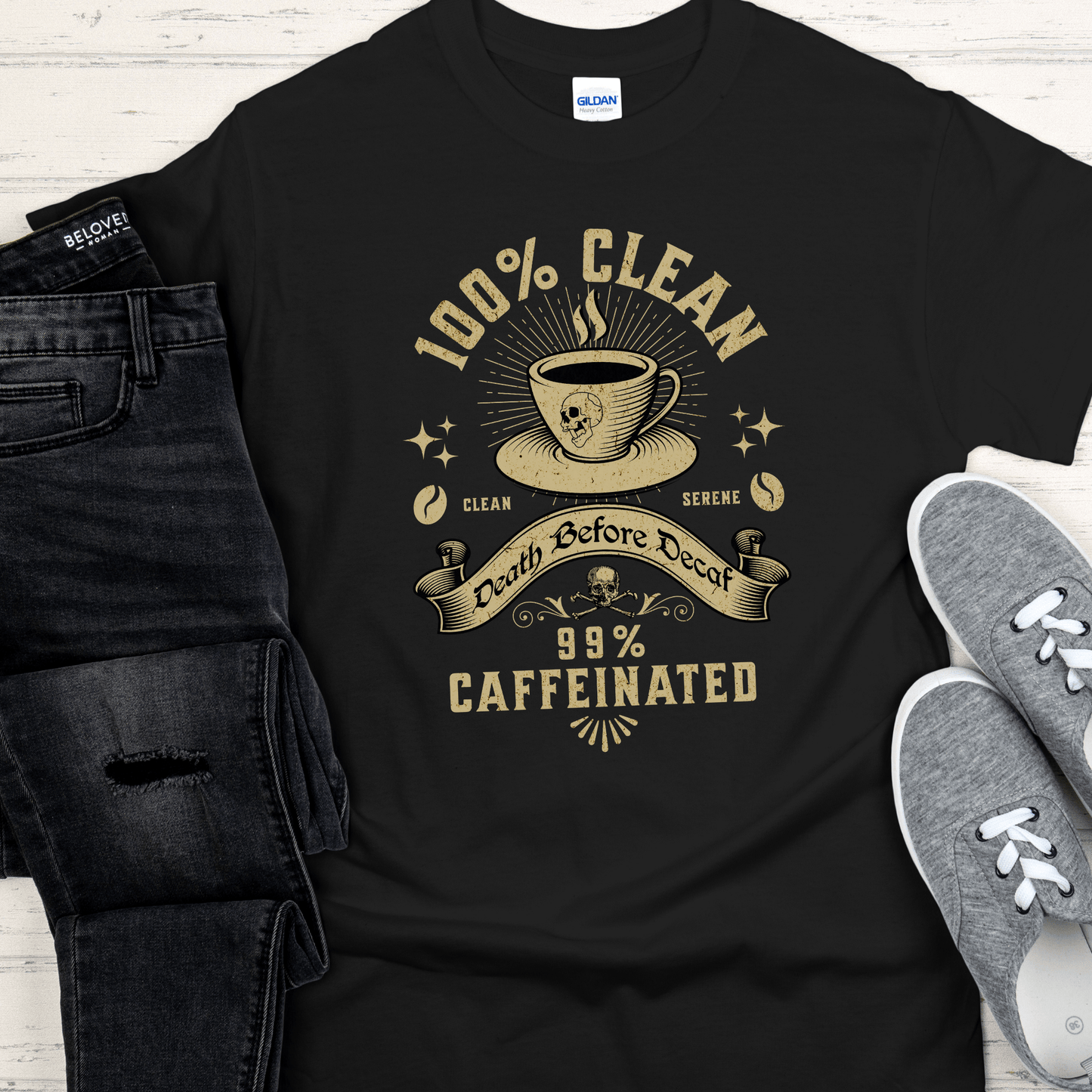 Recovery T-Shirt | Inspiring Sobriety |  100% Clean 99% Caffeinated