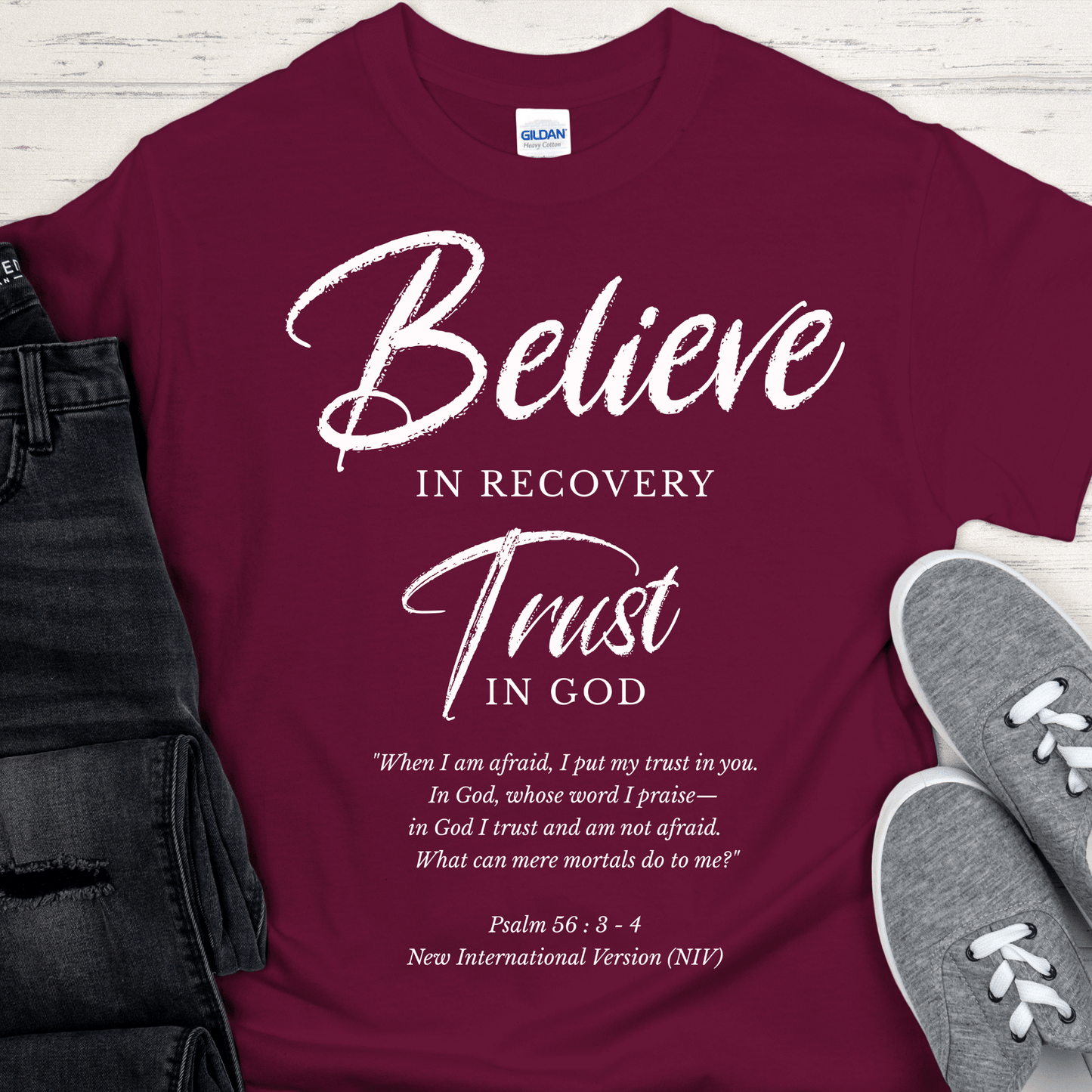 Recovery T-Shirt | Inspiring Sobriety |  Believe in Recovery, Trust in God