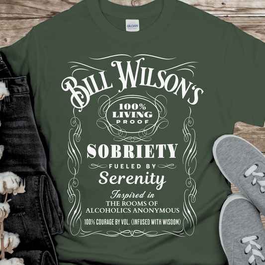 Recovery T-Shirt | Inspiring Sobriety |  Bill Wilson's 100% Living Proof Sobriety