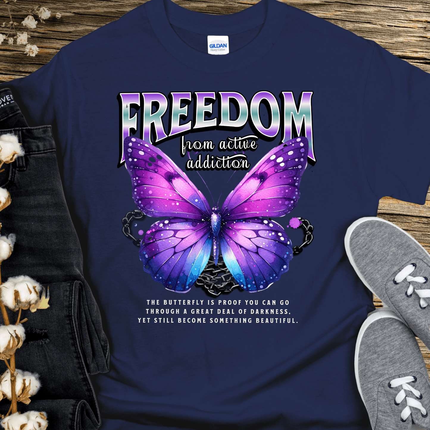 Recovery T-Shirt | Inspiring Sobriety |  Freedom Butterfly