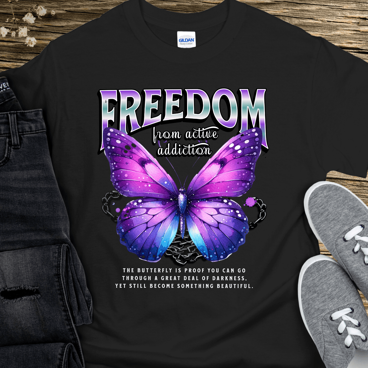 Recovery T-Shirt | Inspiring Sobriety |  Freedom Butterfly
