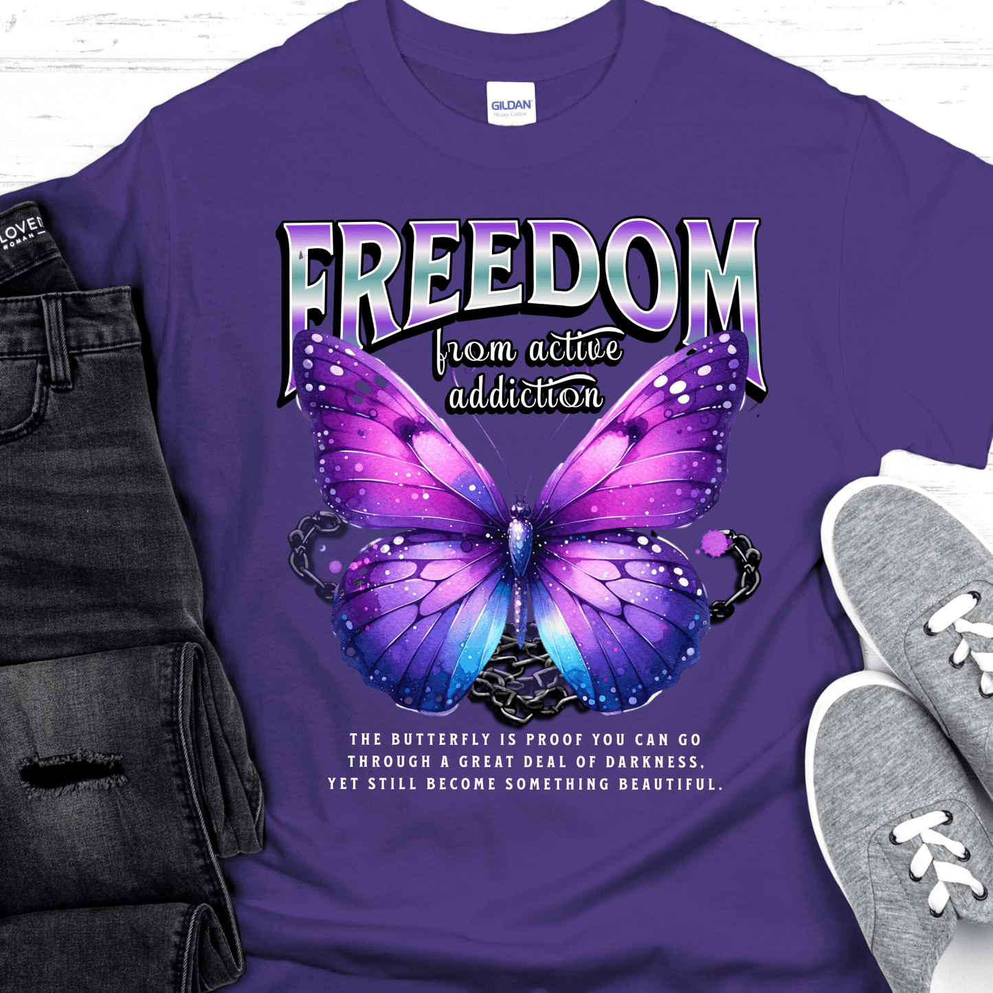 Recovery T-Shirt | Inspiring Sobriety |  Freedom Butterfly