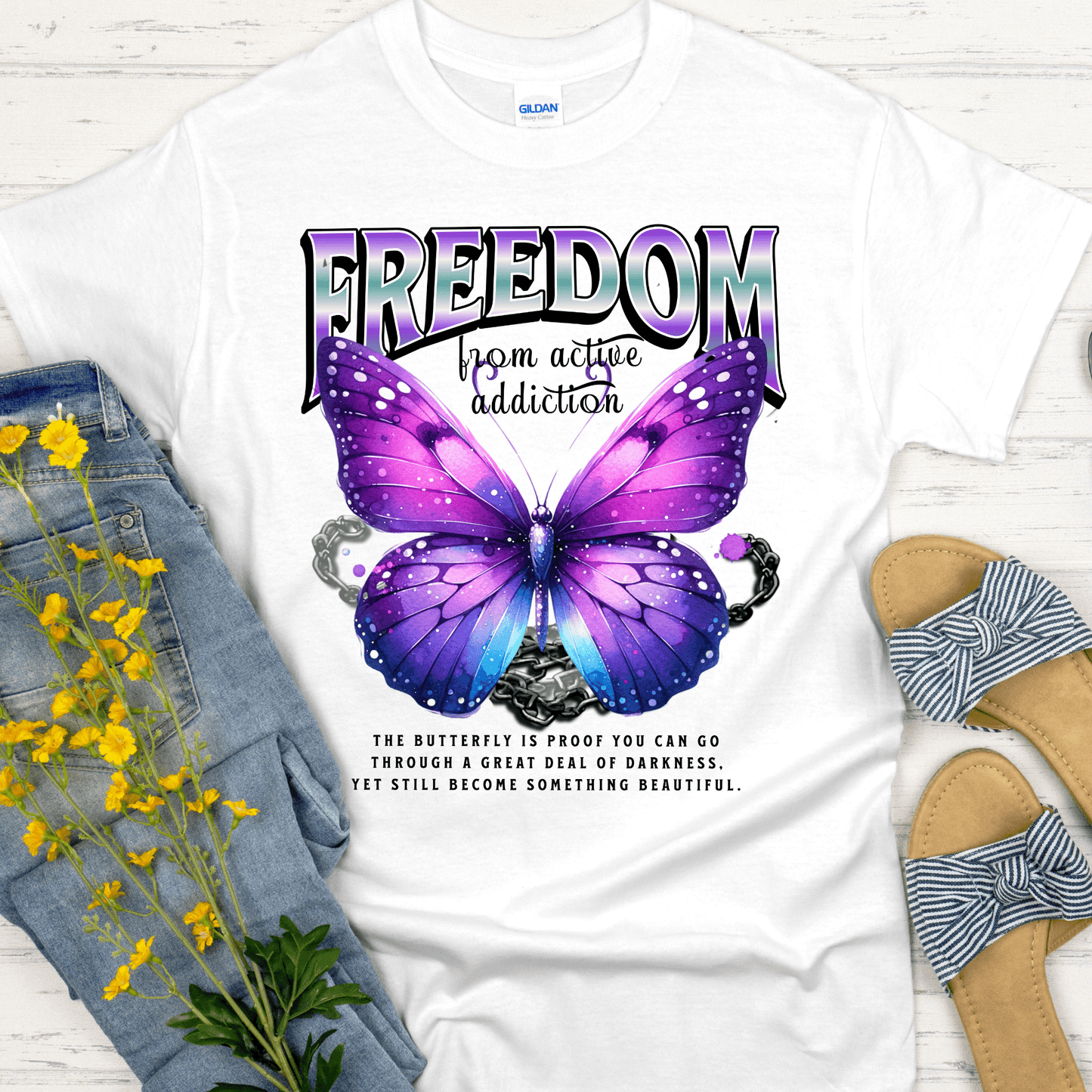 Recovery T-Shirt | Inspiring Sobriety |  Freedom Butterfly