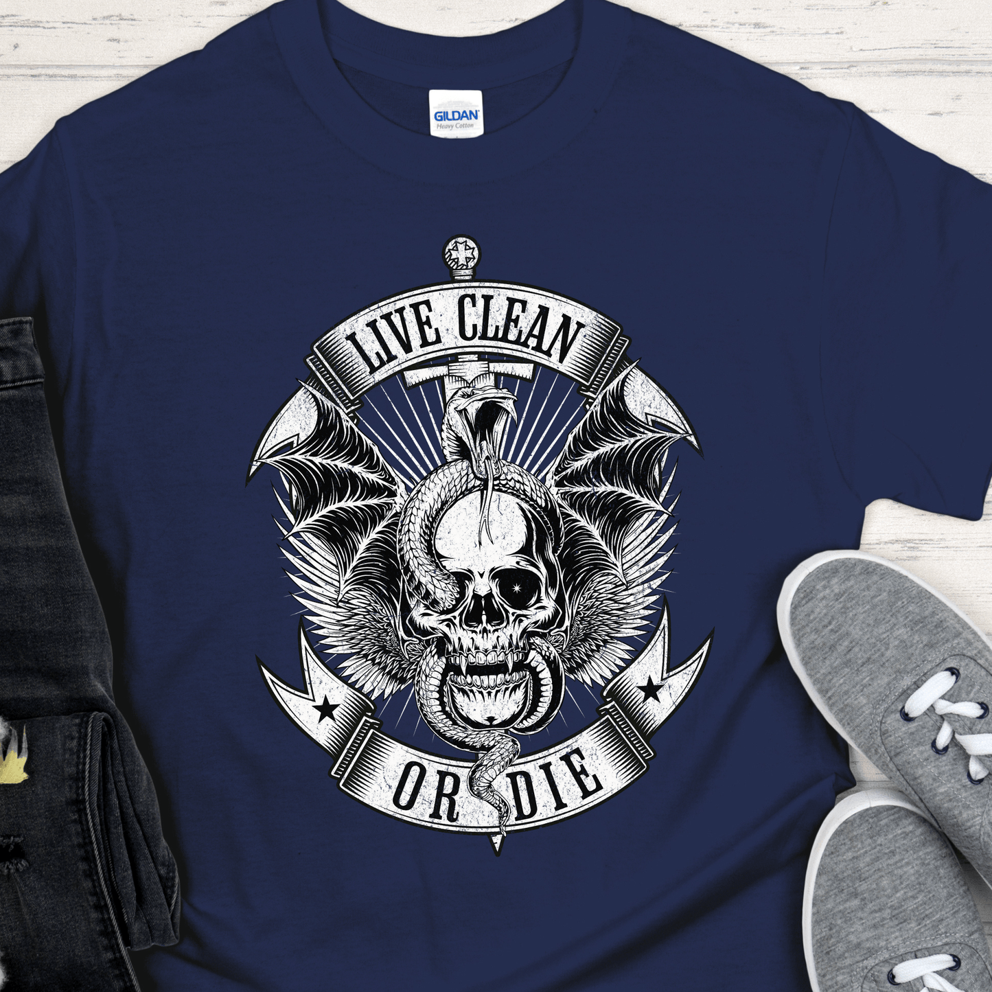 Recovery T-Shirt | Inspiring Sobriety |  Live Clean or Die