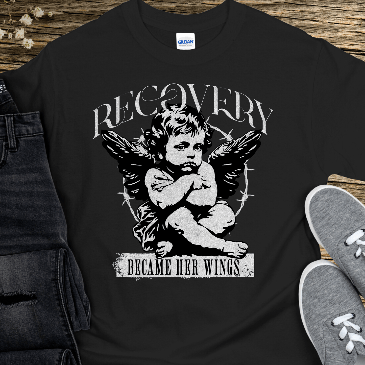 Recovery T-Shirt | Inspiring Sobriety |   Recovery Became Her Wings