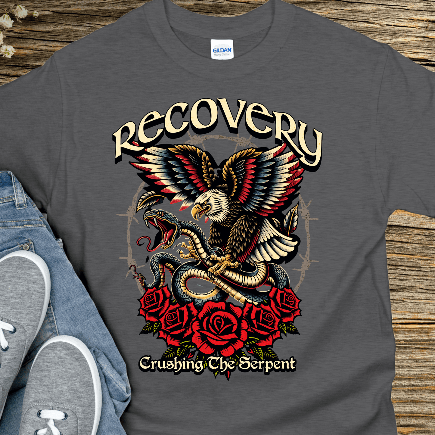 Recovery T-Shirt | Inspiring Sobriety |  Recovery - Crushing The Serpent