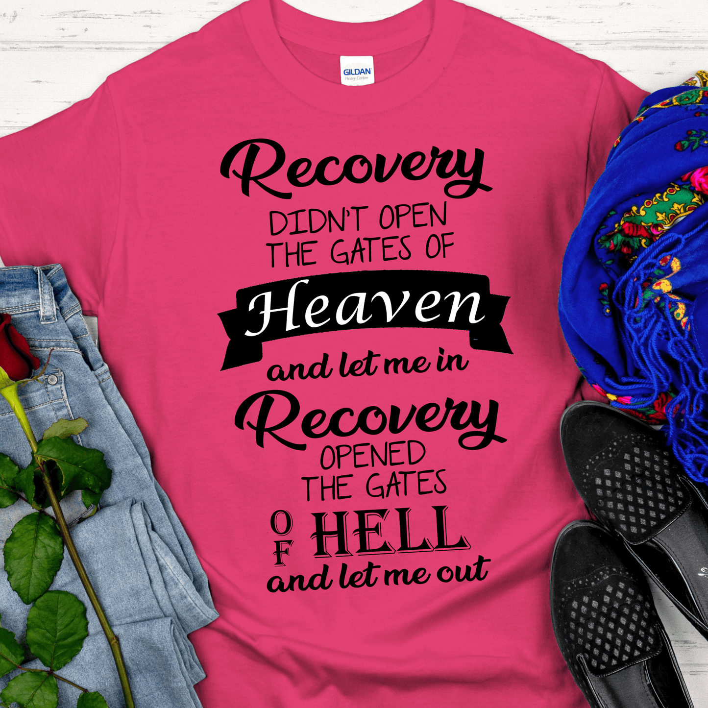 Recovery T-Shirt | Inspiring Sobriety | Recovery Opened The Gates