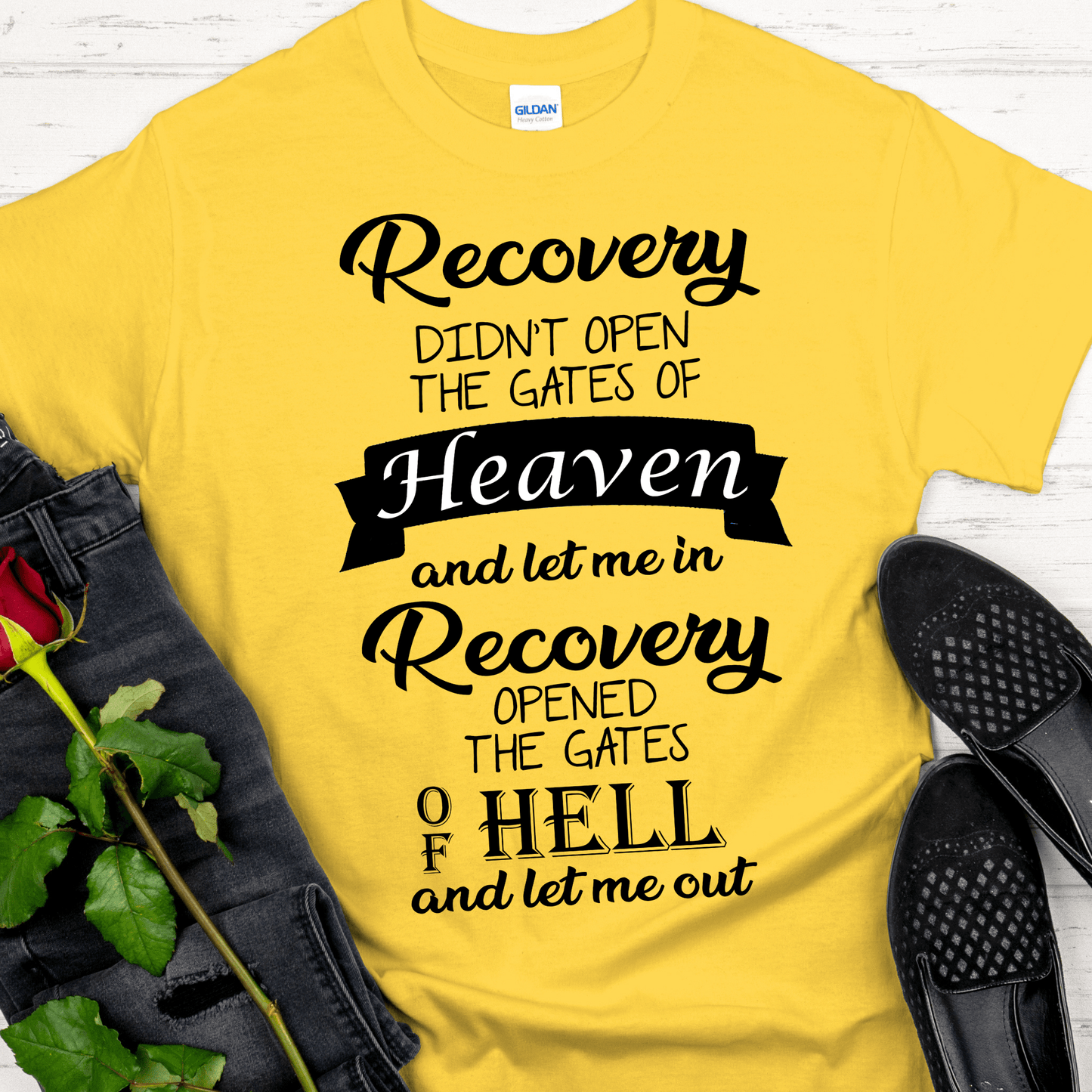 Recovery T-Shirt | Inspiring Sobriety | Recovery Opened The Gates