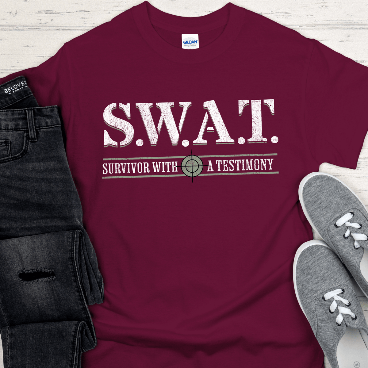 Recovery T-Shirt | Inspiring Sobriety | S.W.A.T. - Survivor With a Testimony