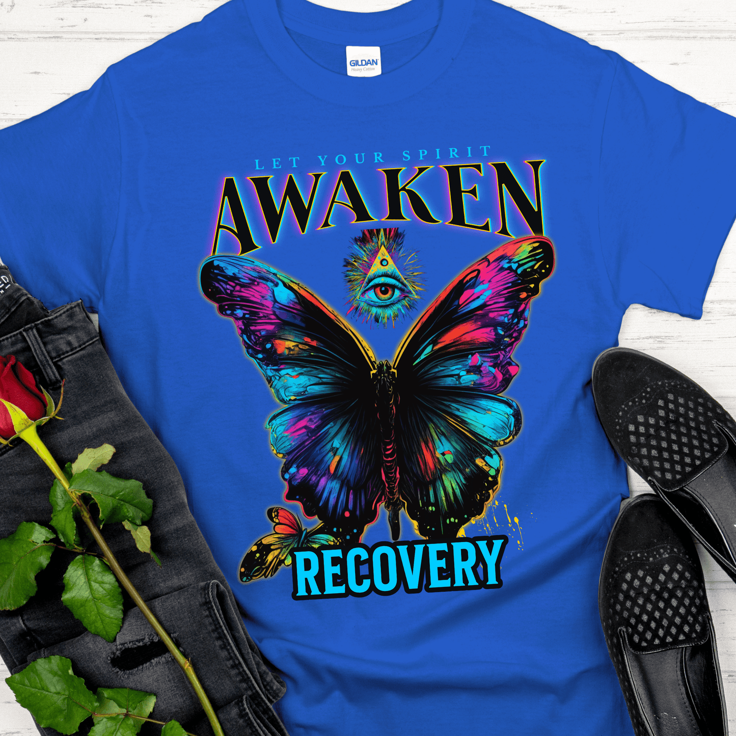 Recovery T-Shirt | Inspiring Sobriety |  Spirit Awaken Butterfly