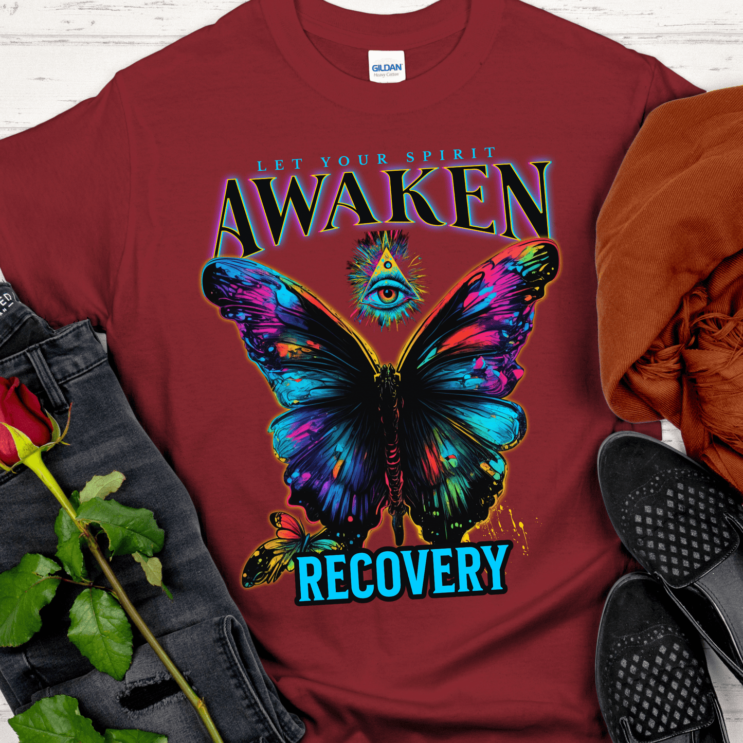 Recovery T-Shirt | Inspiring Sobriety |  Spirit Awaken Butterfly