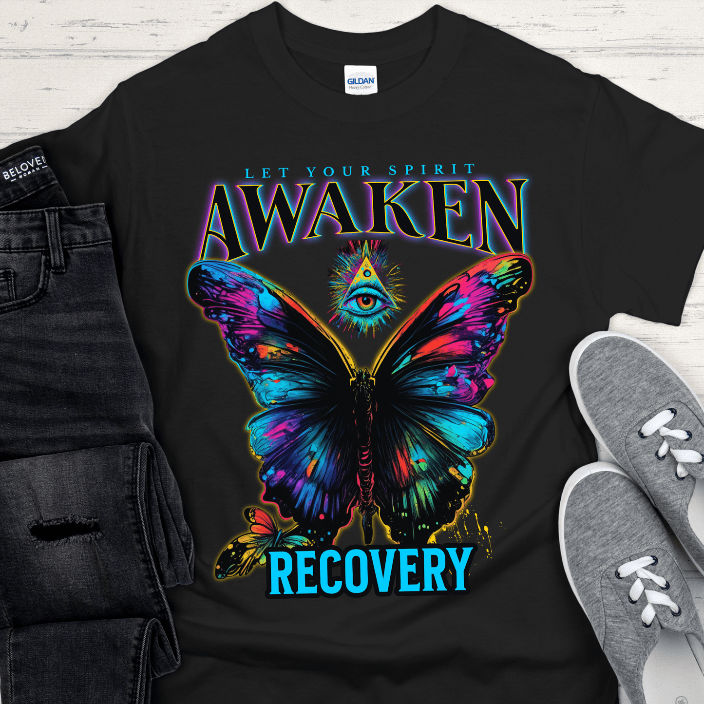 Recovery T-Shirt | Inspiring Sobriety |  Spirit Awaken Butterfly