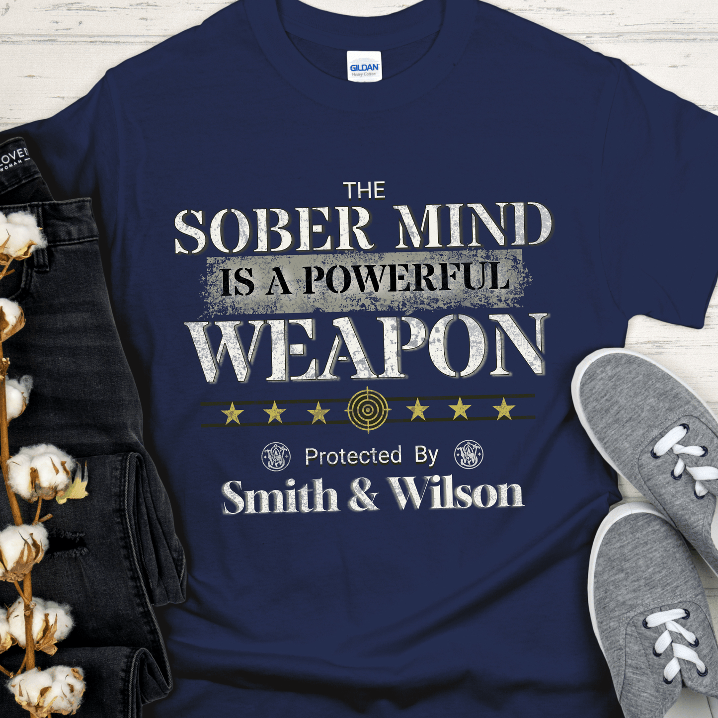 Recovery T-Shirt | Inspiring Sobriety |  The Sober Mind  Is a Powerful Weapon