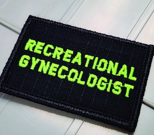 As Seen on Socials - Recreational Gynecologists - 2x3 Patch - Black w/Neon Green