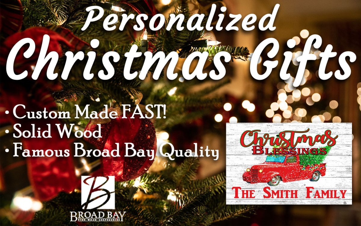 Red Truck Christmas Family Sign with Red Truck and Christmas Tree