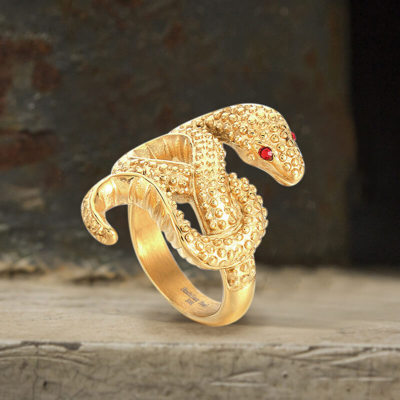 Red Eye Snake Stainless Steel Animal Ring