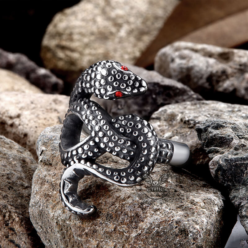 Red Eye Snake Stainless Steel Animal Ring