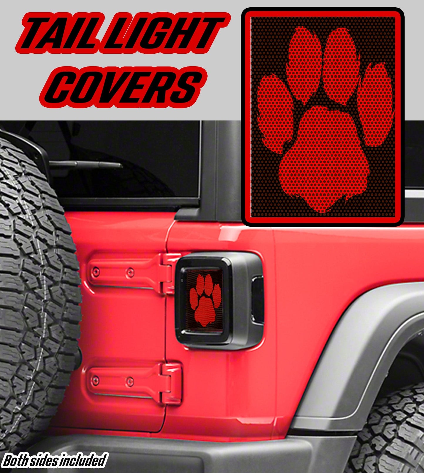 Red paw print Taillight cover decal