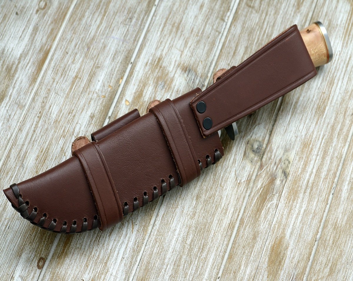 Reign Damascus Bowie Knife with Exotic Leopard Wood Handle