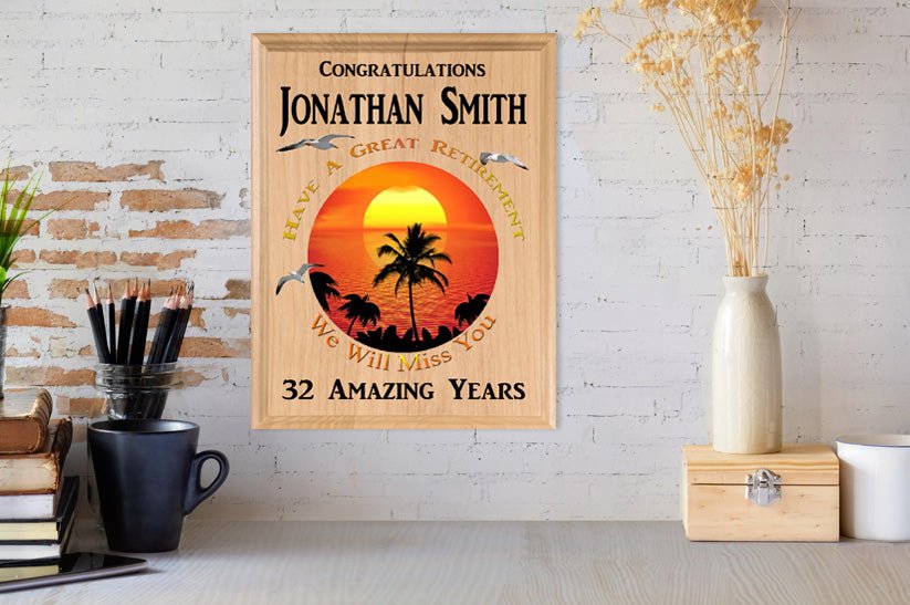 Retirement Gift Plaque for Men or Women SOLID MAPLE