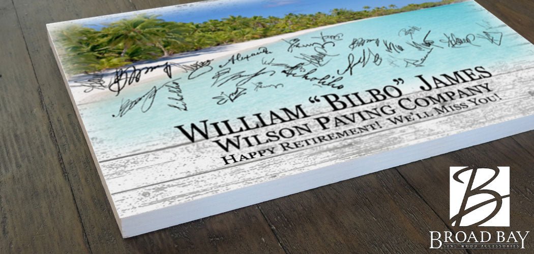 Retirement Gift Plaque PERSONALIZED Signable Beach Theme Sign Plaque