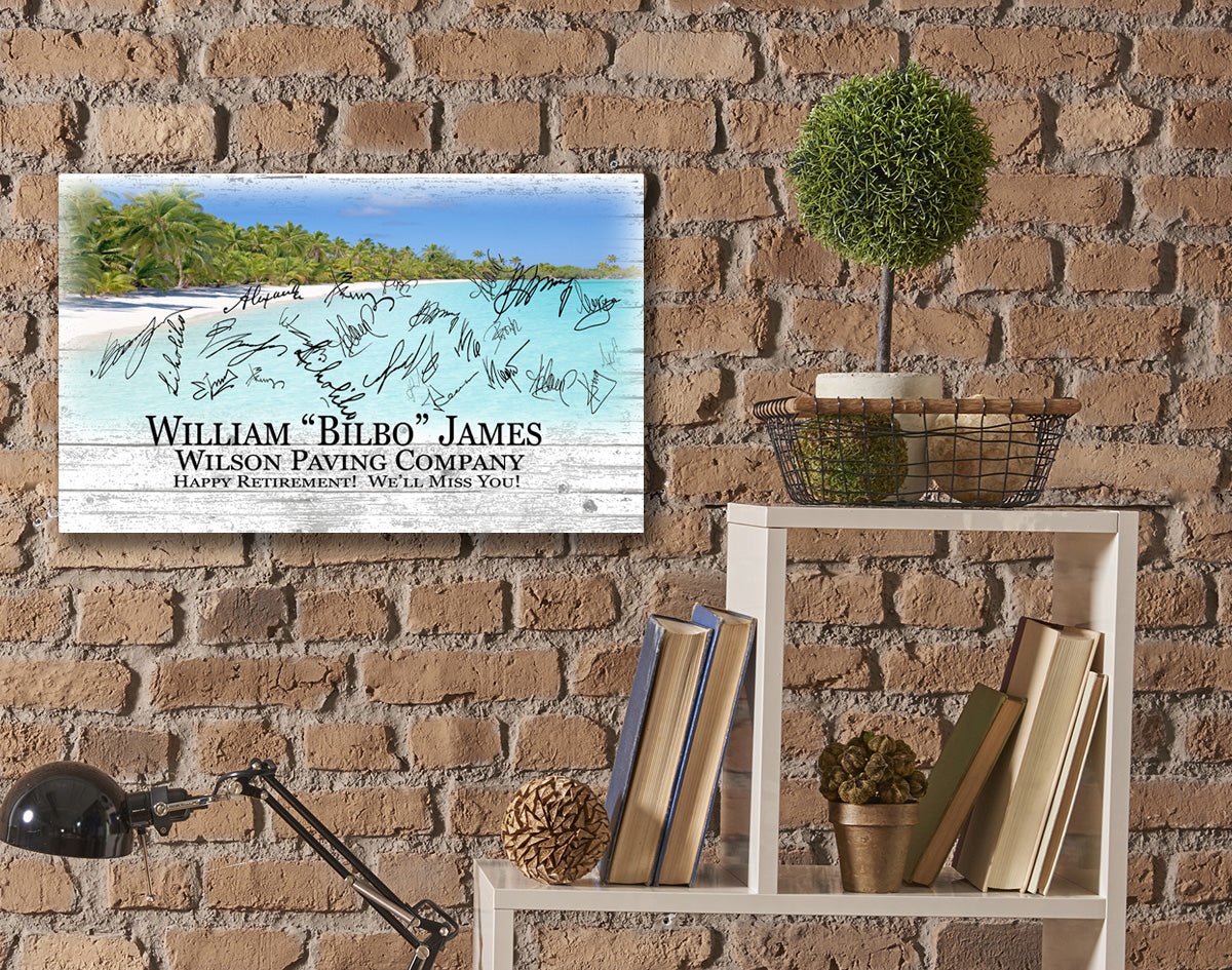 Retirement Gift Plaque PERSONALIZED Signable Beach Theme Sign Plaque
