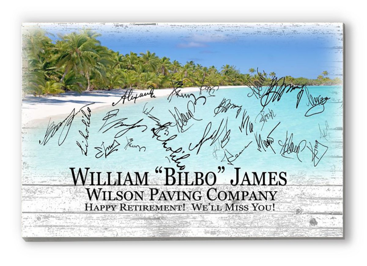 Retirement Gift Plaque PERSONALIZED Signable Beach Theme Sign Plaque