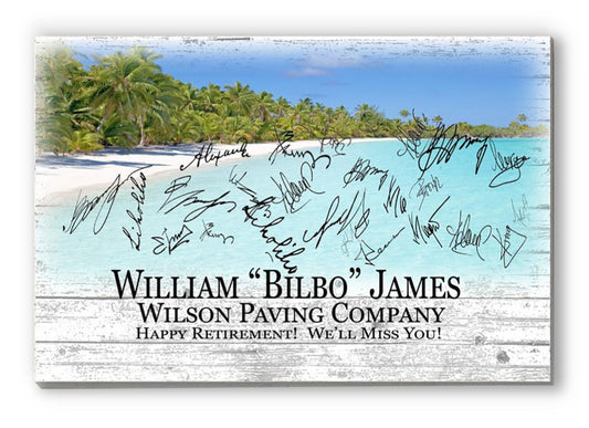 Retirement Gift Plaque PERSONALIZED Signable Beach Theme Sign Plaque
