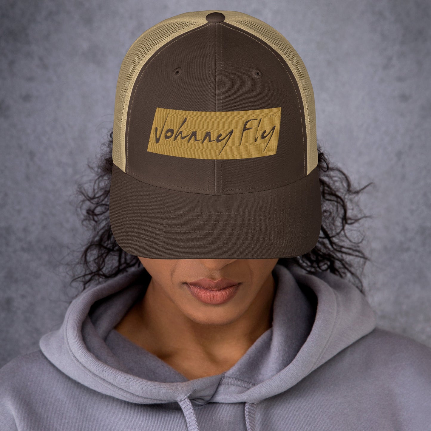 Block Logo Trucker Cap || Sand