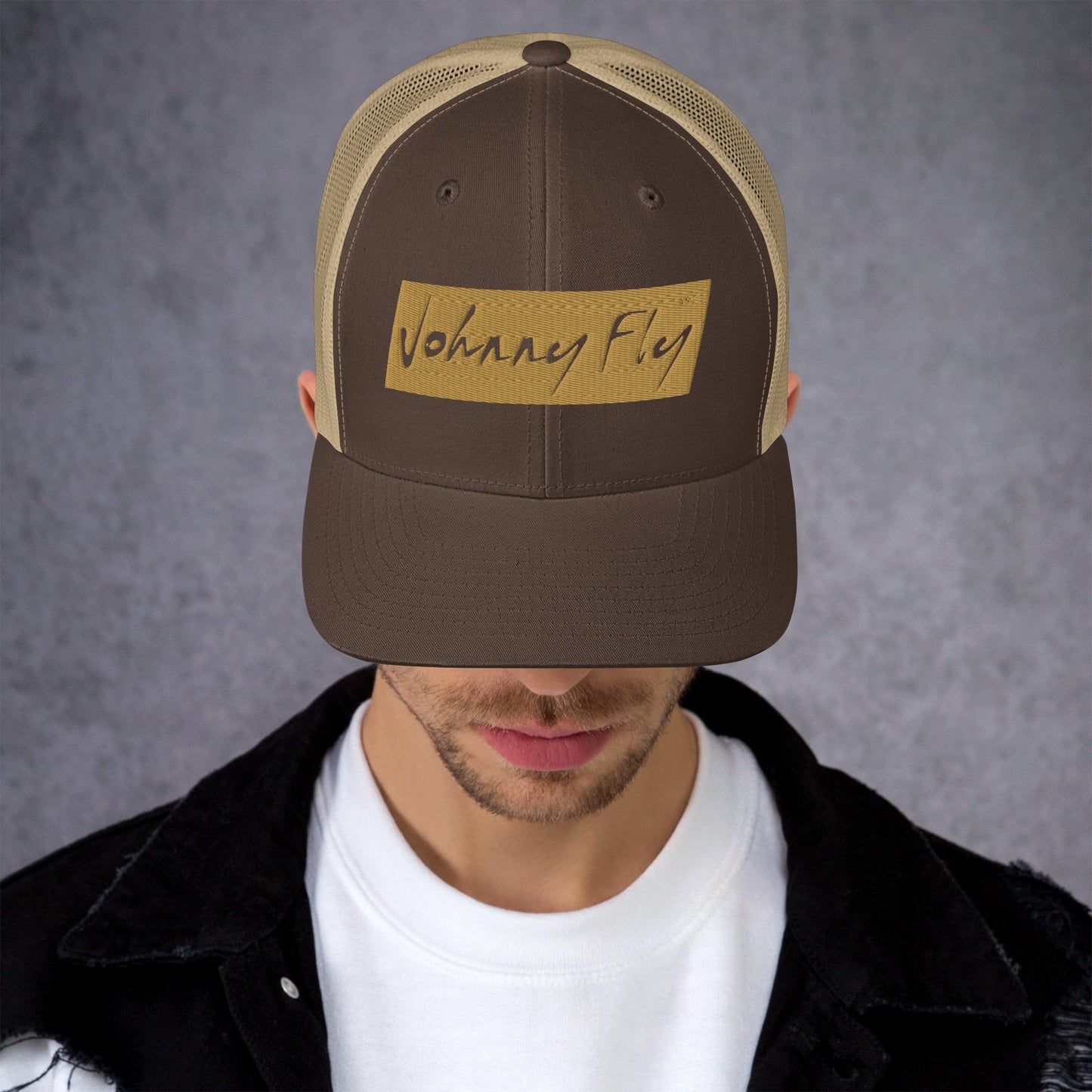 Block Logo Trucker Cap || Sand