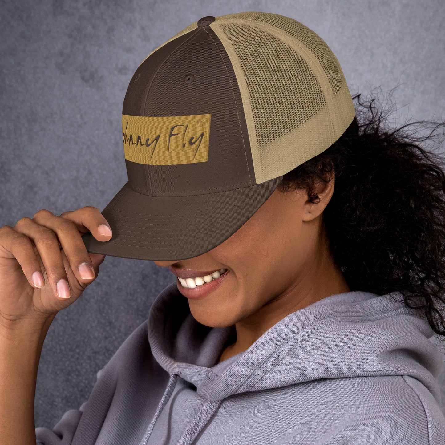 Block Logo Trucker Cap || Sand