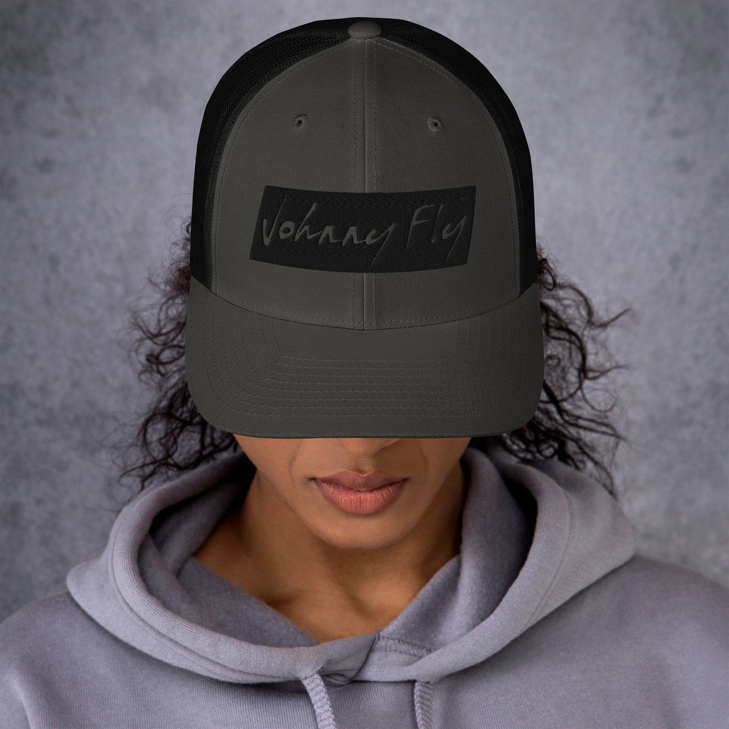 Block Logo Trucker Hat || Grey