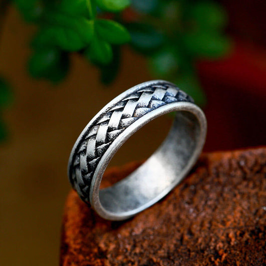 Retro Braided Stainless Steel Band Ring