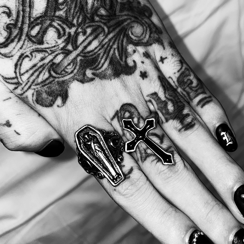 Retro Cross Stainless Steel Punk Ring