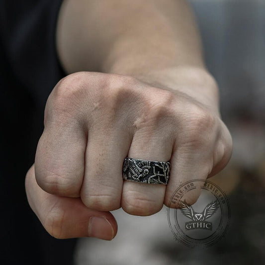 Retro Eagles Branch Brass Ring