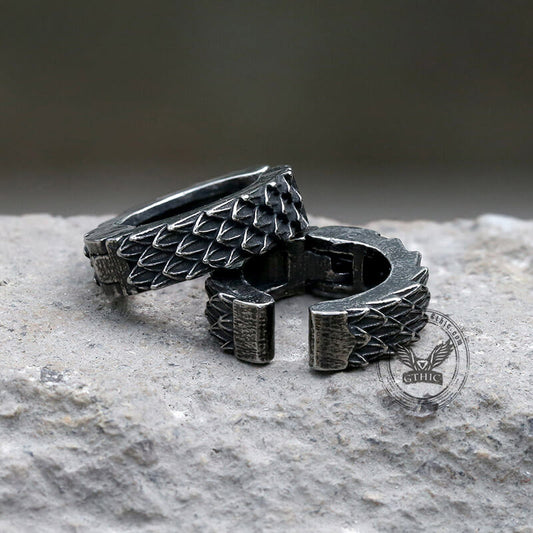 Retro Feather Design Stainless Steel Ear Cuffs