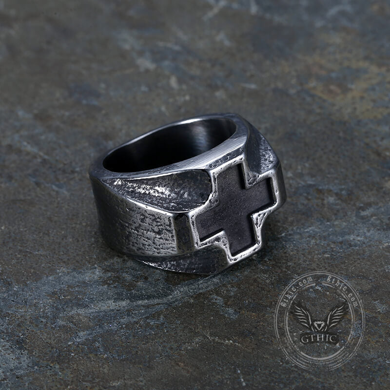 Retro Greek Cross Stainless Steel Ring