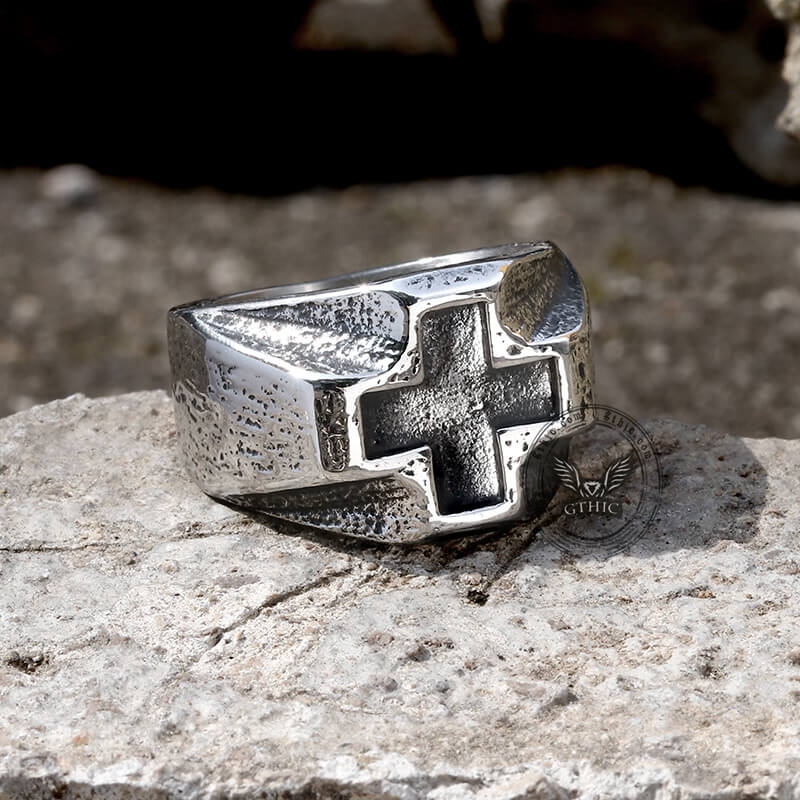 Retro Greek Cross Stainless Steel Ring