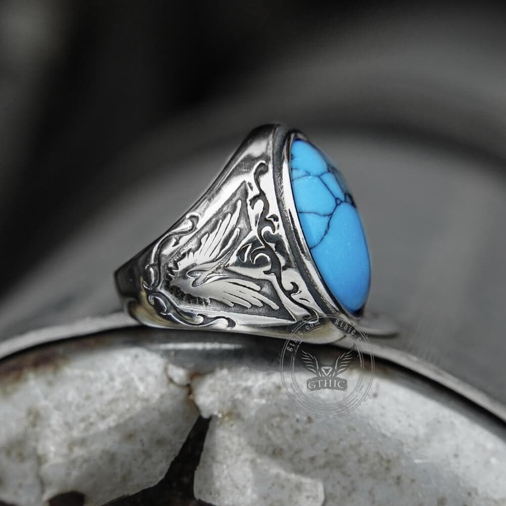 Retro Pattern Gem Stainless Steel Ring