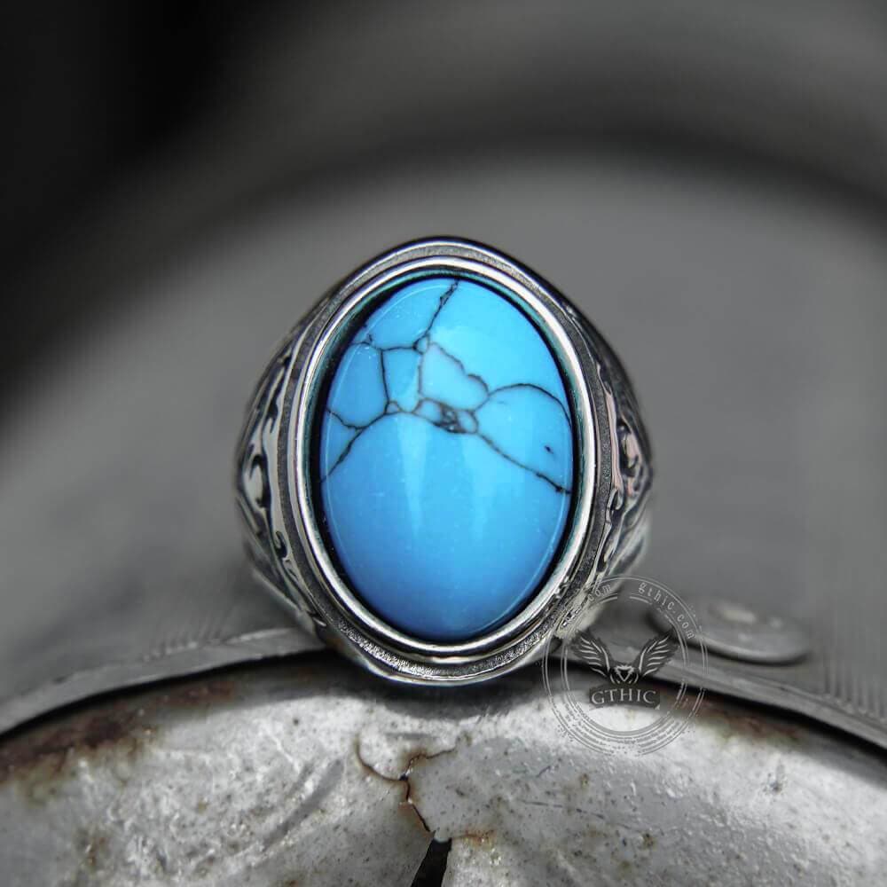 Retro Pattern Gem Stainless Steel Ring