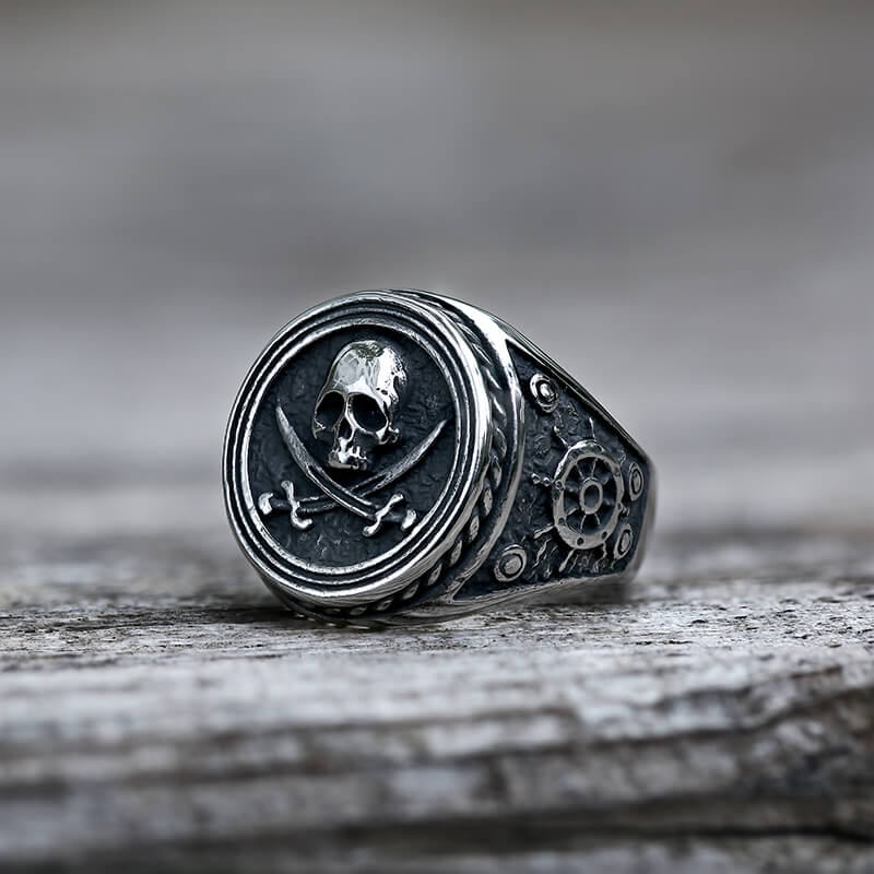 Retro Pirate Stainless Steel Skull Ring