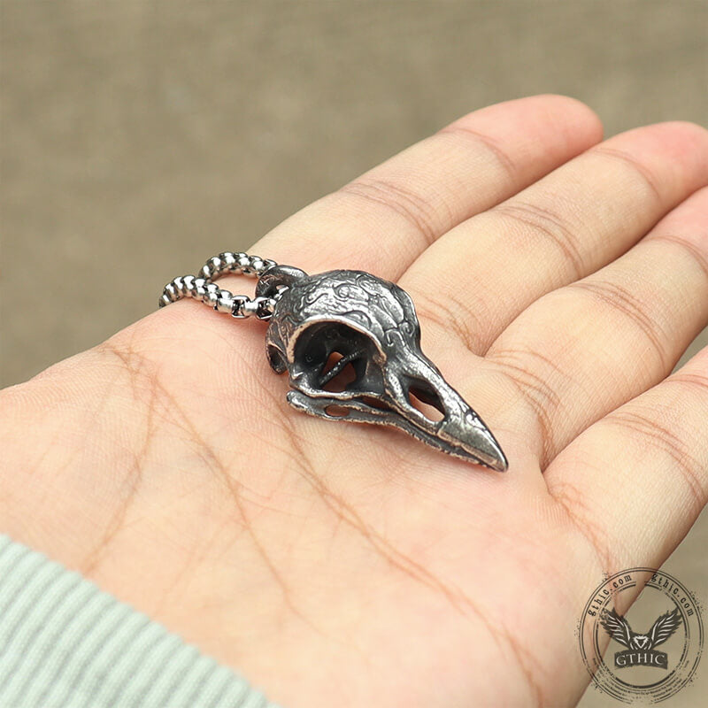 Retro Raven Stainless Steel Skull Pendant