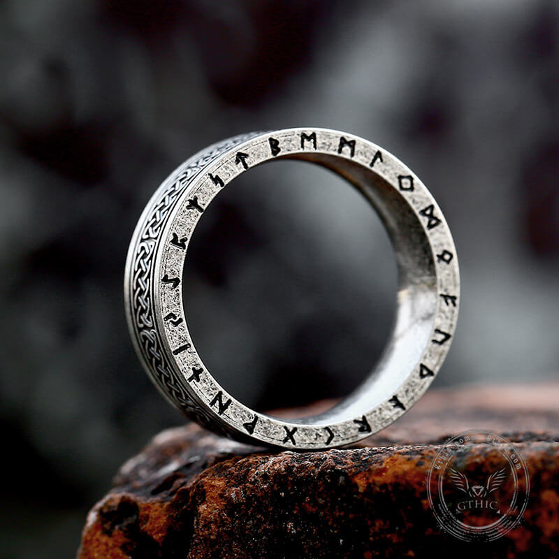 Retro Runes Celtic Knot Stainless Steel Ring