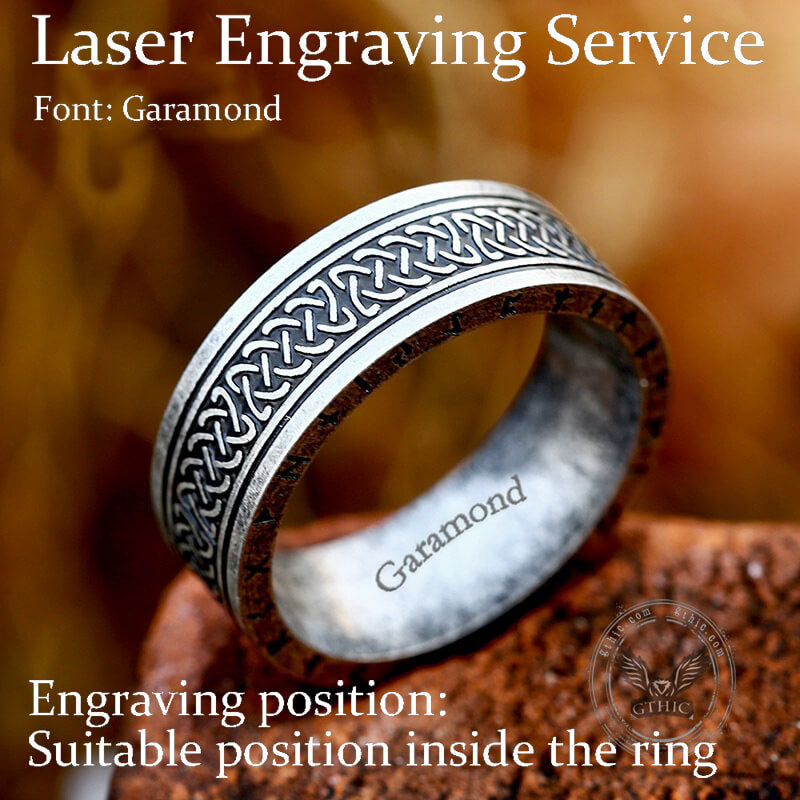 Retro Runes Celtic Knot Stainless Steel Ring