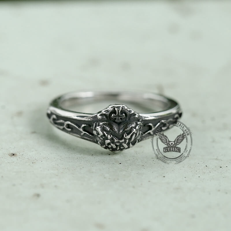 Retro Sacred Heart Of Jesus Stainless Steel Ring