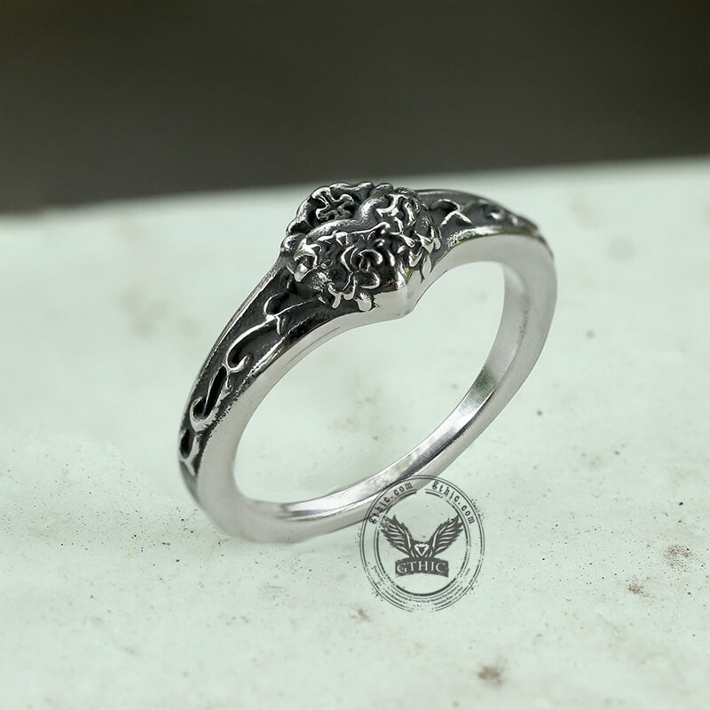 Retro Sacred Heart Of Jesus Stainless Steel Ring