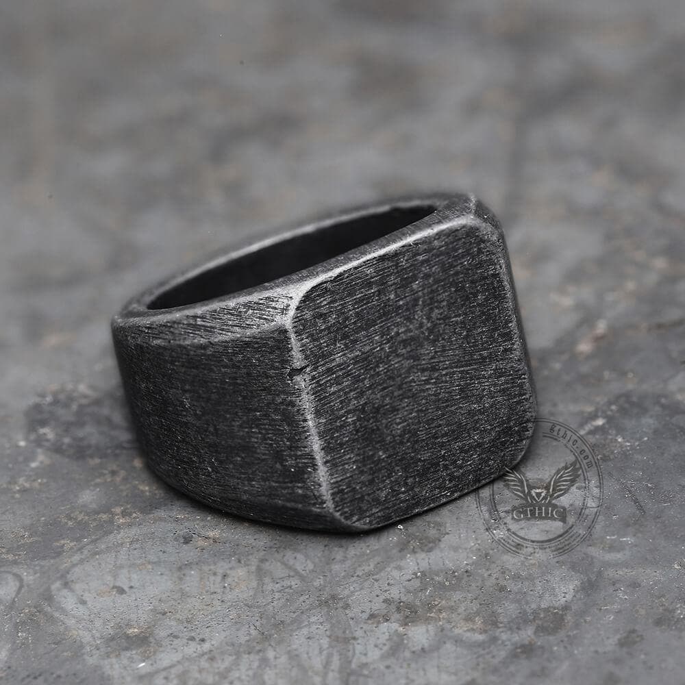 Retro Simple Plain Stainless Steel Square Ring