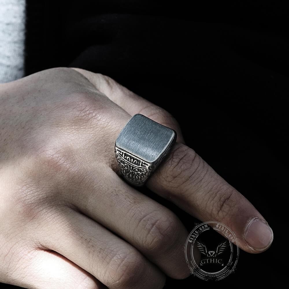 Retro Simple Stainless Steel Engraved Ring