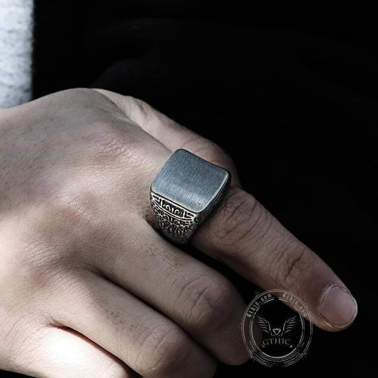 Retro Simple Stainless Steel Engraved Ring