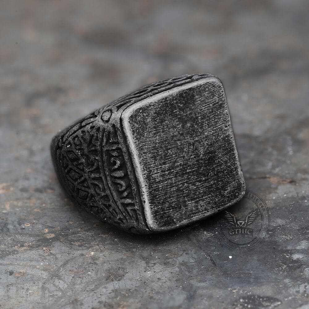 Retro Simple Stainless Steel Engraved Ring